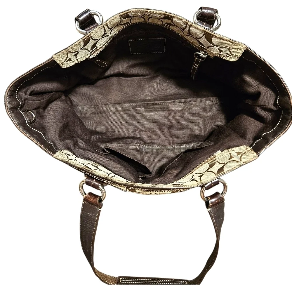 Vtg Coach 05079 Brown Soho Signature Jacquard Leather Satchel Purse Shoulder Bag